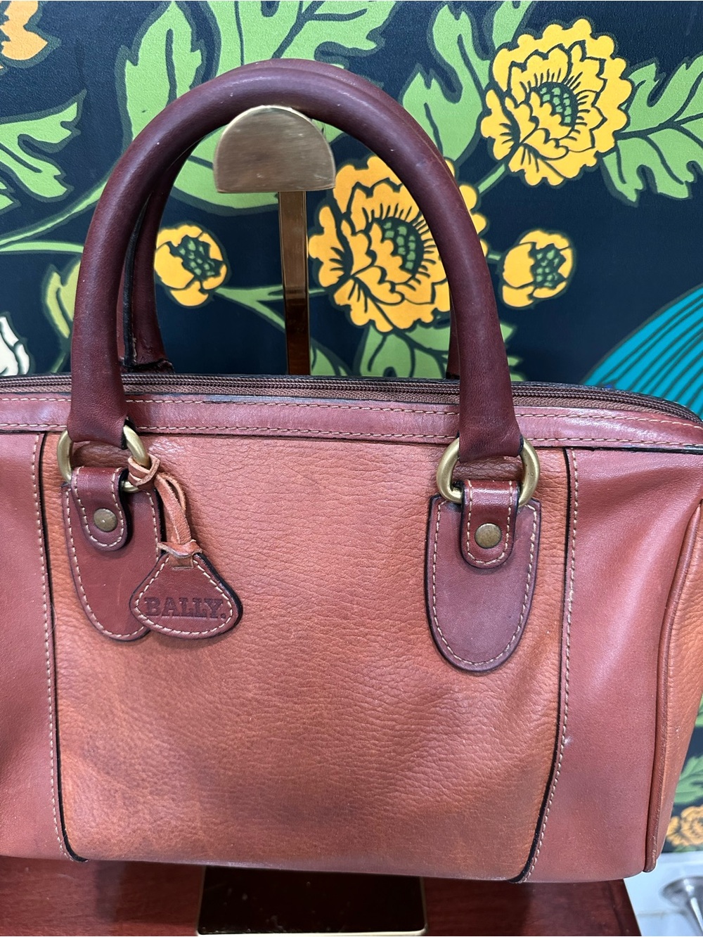 Vintage Bally Made in USA Leather Satchel in Cognac | Convertible Bag - Picture 7 of 9